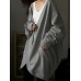 Women Cropped Knitted Pure Color Casual Retro Daily V  Neck Big Pocket Cardigan