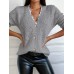 Women Solid Color Lace Trim Button Up Warm Knitted Sweaters Cardigans